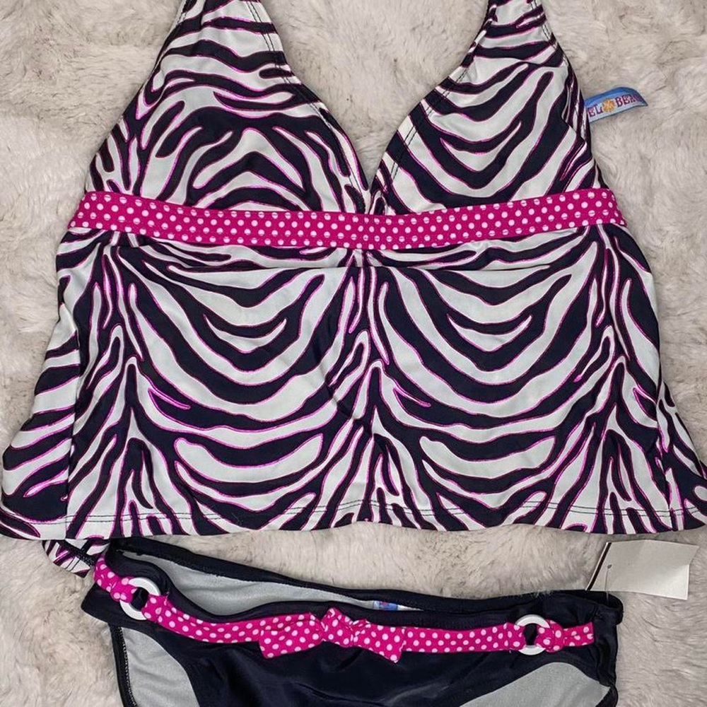 Y2K zebra print girls tankini